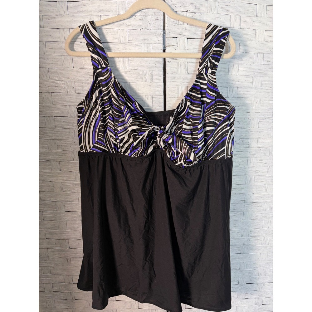 Robby Len Womens SwimDress Gold Abstract Print One Piece Swimsuit Plus size